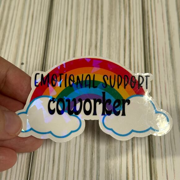 Waterproof Vinyl Sticker "Emotional Support Co-Worker" Mental Health - Picture 3 of 3